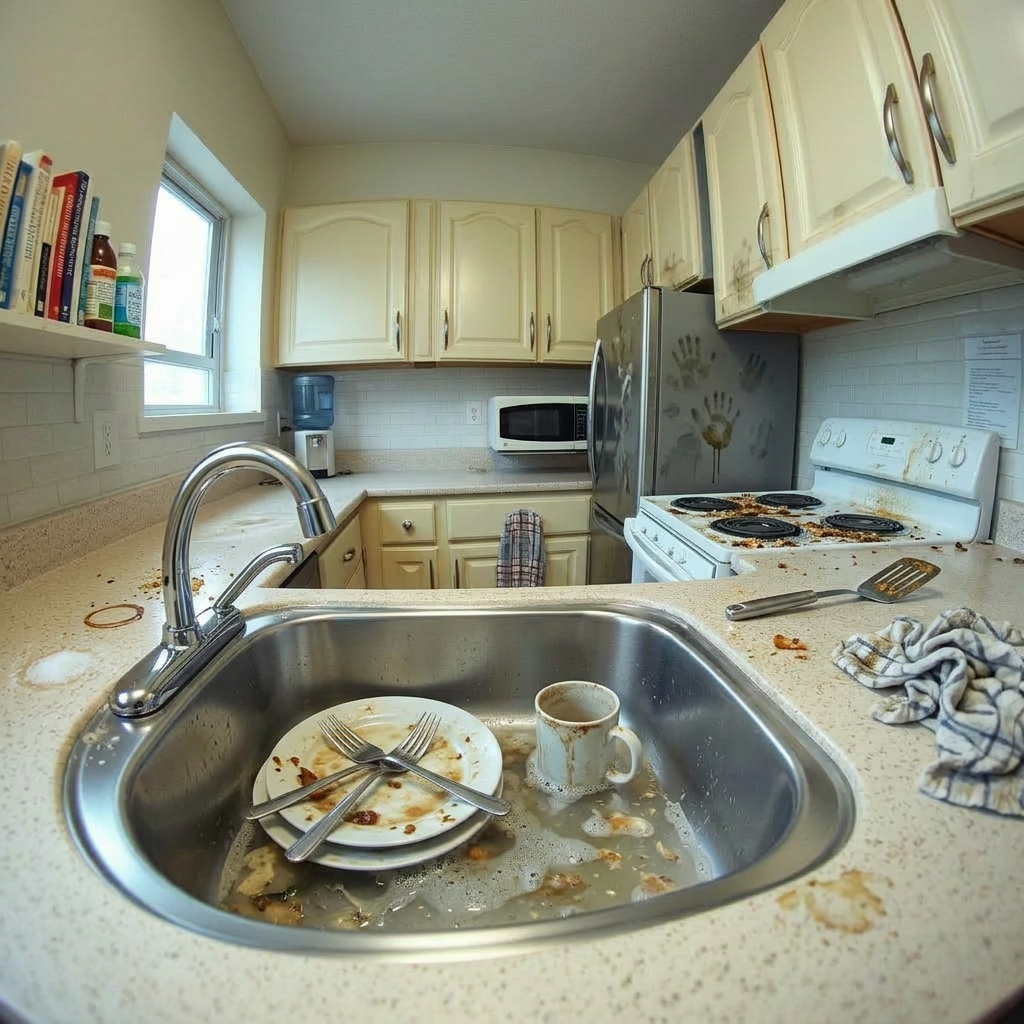 Kitchen before cleaning